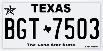 TX license plate BGT7503