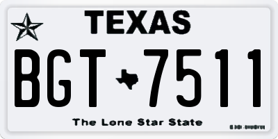 TX license plate BGT7511