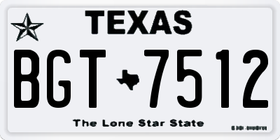 TX license plate BGT7512