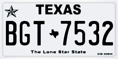 TX license plate BGT7532
