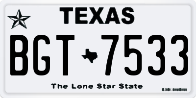 TX license plate BGT7533