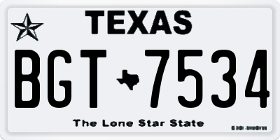 TX license plate BGT7534