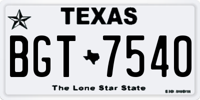 TX license plate BGT7540