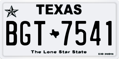 TX license plate BGT7541