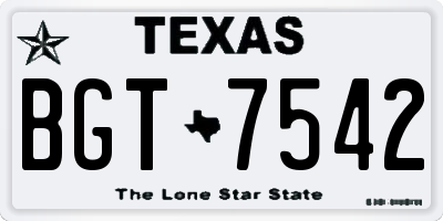 TX license plate BGT7542