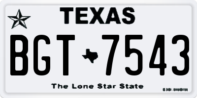 TX license plate BGT7543