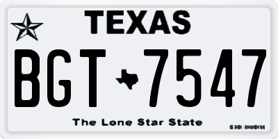 TX license plate BGT7547