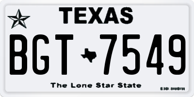 TX license plate BGT7549