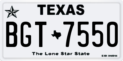 TX license plate BGT7550