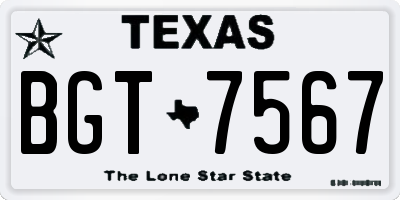 TX license plate BGT7567