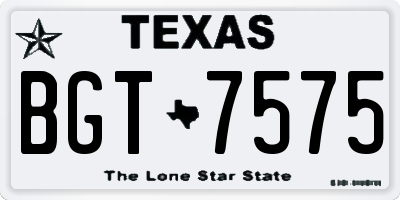 TX license plate BGT7575