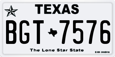 TX license plate BGT7576