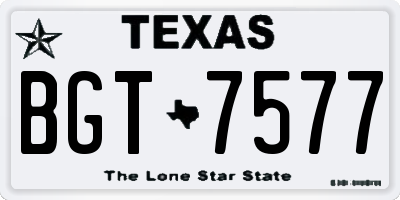 TX license plate BGT7577