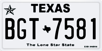 TX license plate BGT7581