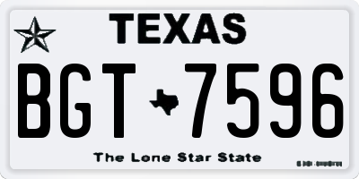 TX license plate BGT7596