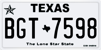 TX license plate BGT7598