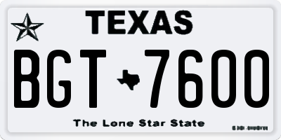 TX license plate BGT7600