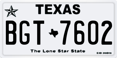 TX license plate BGT7602