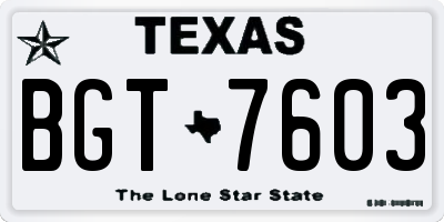 TX license plate BGT7603