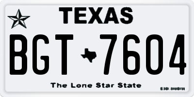 TX license plate BGT7604