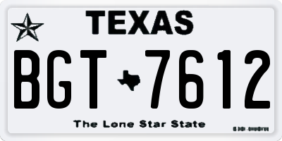 TX license plate BGT7612