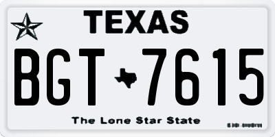 TX license plate BGT7615
