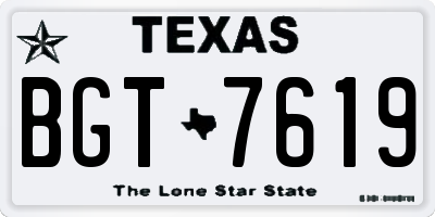 TX license plate BGT7619