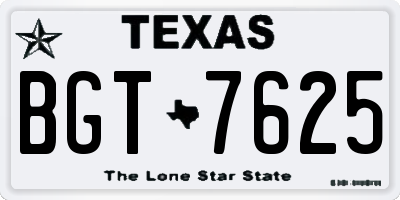 TX license plate BGT7625