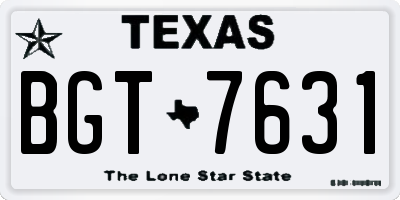TX license plate BGT7631