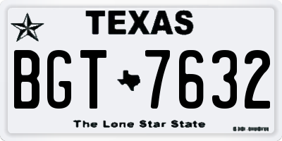 TX license plate BGT7632