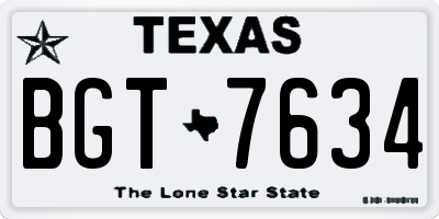 TX license plate BGT7634