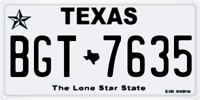 TX license plate BGT7635