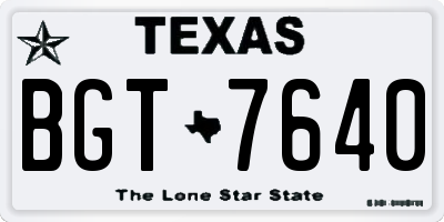 TX license plate BGT7640