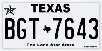 TX license plate BGT7643