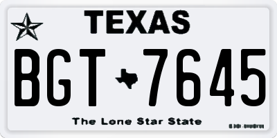 TX license plate BGT7645