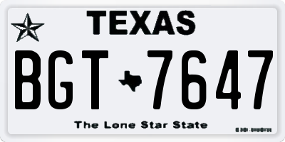 TX license plate BGT7647