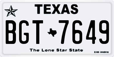 TX license plate BGT7649