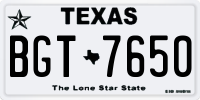 TX license plate BGT7650