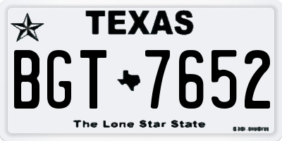 TX license plate BGT7652