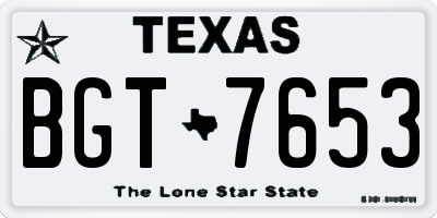 TX license plate BGT7653