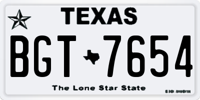 TX license plate BGT7654