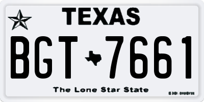 TX license plate BGT7661