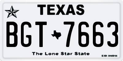 TX license plate BGT7663