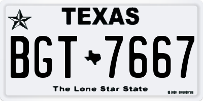 TX license plate BGT7667