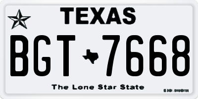 TX license plate BGT7668