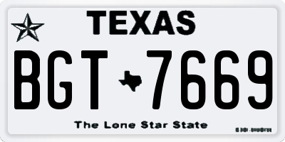 TX license plate BGT7669