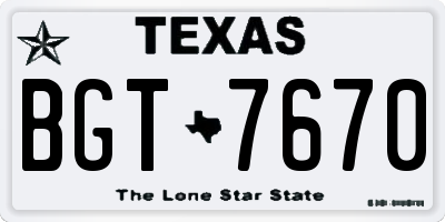 TX license plate BGT7670