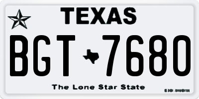 TX license plate BGT7680