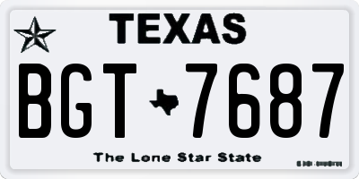 TX license plate BGT7687