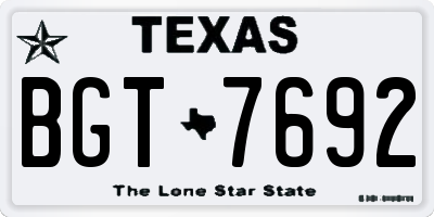 TX license plate BGT7692